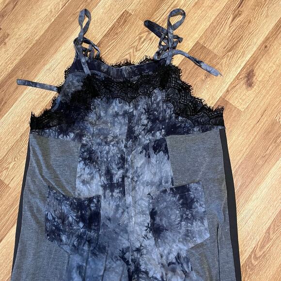 Anthropologie POL tie dye lace jogger jumpsuit loungewear boho lounge M pockets - Picture 10 of 13